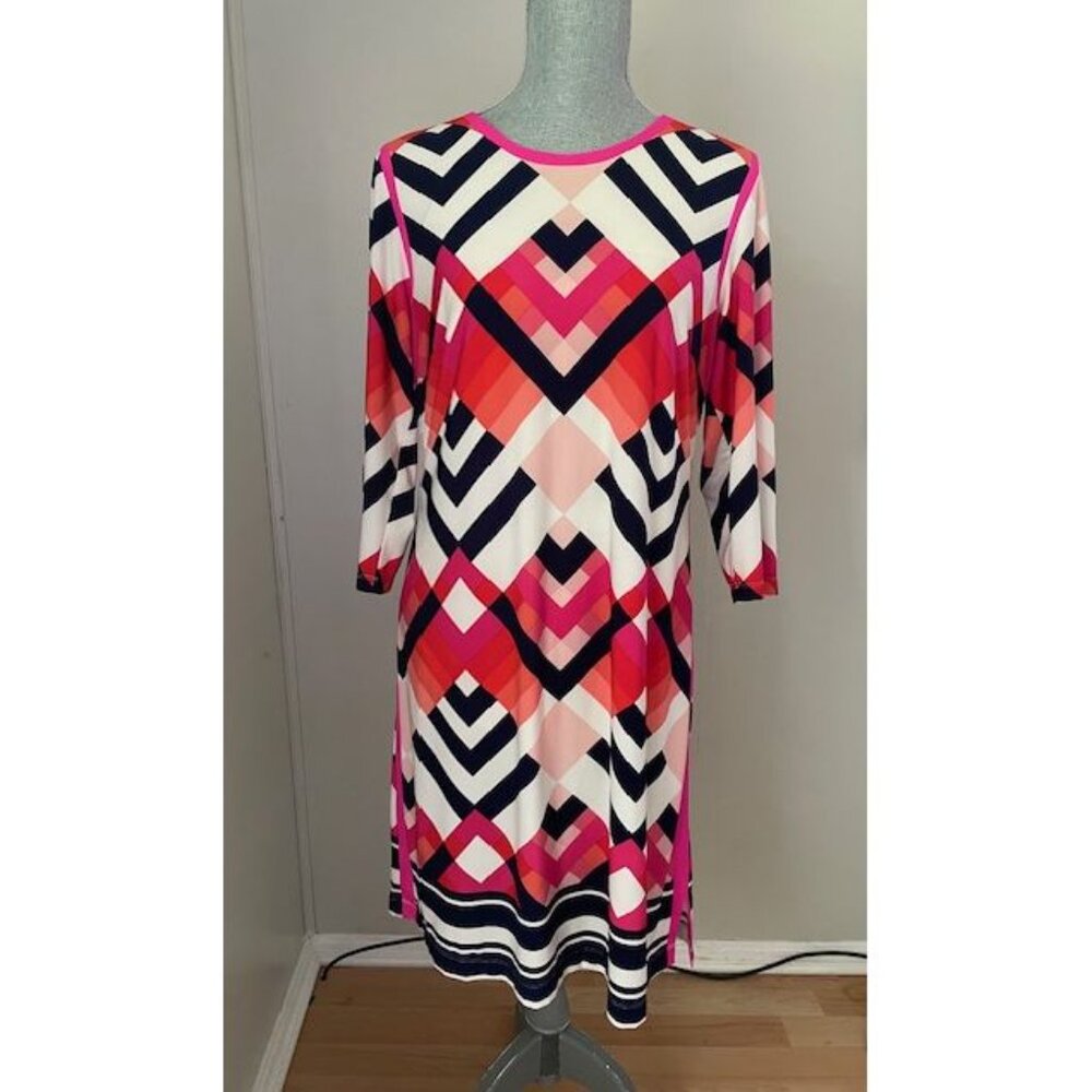 Tribal Femme pink black white 3/4 sleeves luxury jersey Size Large